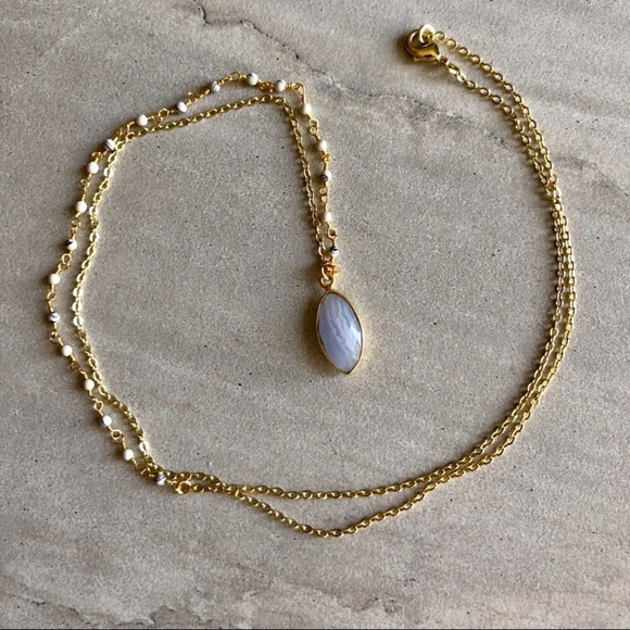 Lace Agate Rosary Bead Necklace - Picture 5 of 8